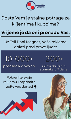 Dosta Vam je stalne potrage za klijentima i kupcima? Vrijeme je da oni pronađu vas. Uz Teli Dani Magnat, vaša reklama dolazi pred prave ljude. Pokrenite svoj oglas već danas.